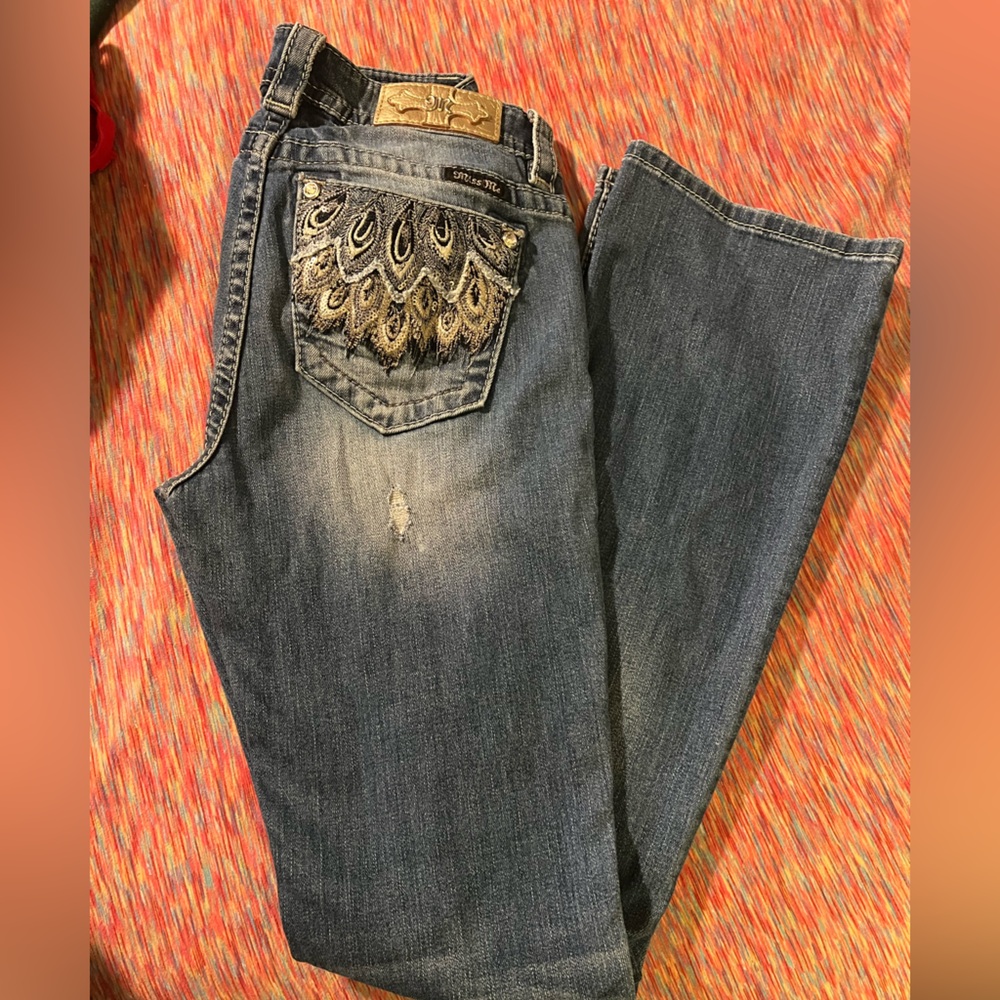 Miss Me Blue Boot Cut Jeans with Embroidery